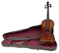 German trade violin 1950s with 36cm two-piece maple back and ribs and spruce top
