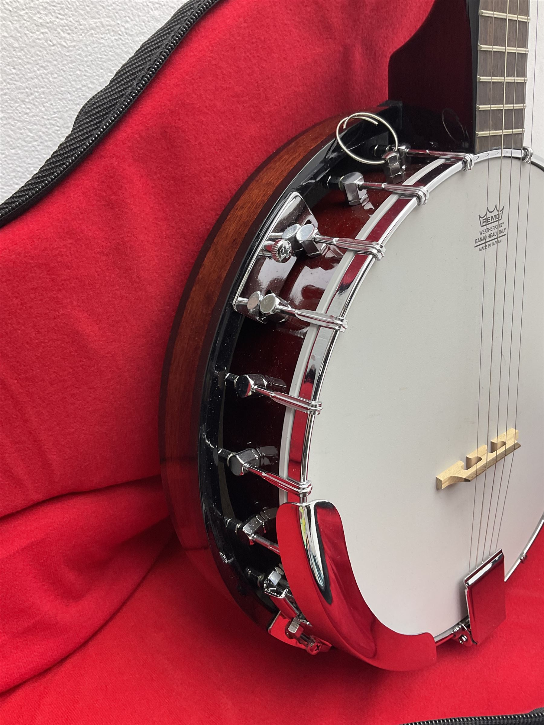 Rally five-string banjo with mahogany solid back L101cm in soft carrying case; and Brunswick Model B - Image 3 of 31