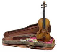 German trade violin c1900 with 36cm two-piece maple back and ribs and spruce top L59.5cm overall; in