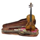 German trade violin c1900 with 36cm two-piece maple back and ribs and spruce top L59.5cm overall; in