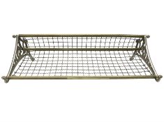 Railway interest - carriage compartment style wall mounting brass and mesh luggage rack