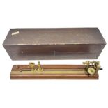 Early 20th century worsted spinners walnut and brass twist tester by J.H. Heal Maker Halifax L61cm;