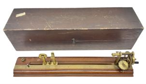 Early 20th century worsted spinners walnut and brass twist tester by J.H. Heal Maker Halifax L61cm;