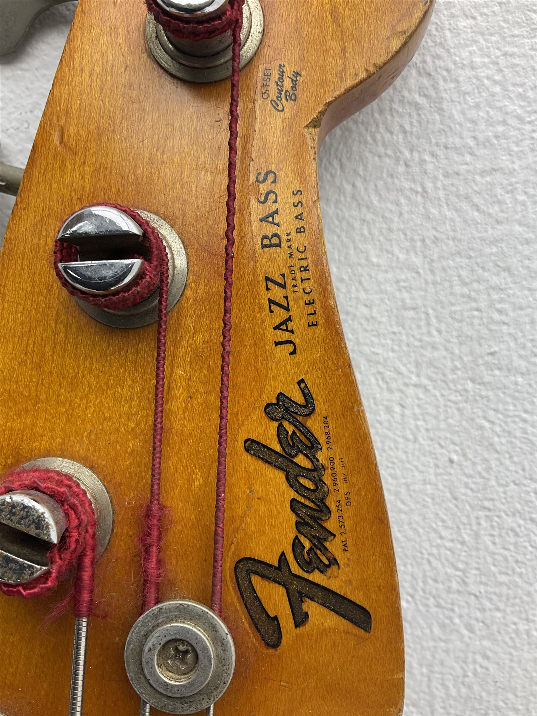 1963 Fender Jazz three-knob bass guitar; impressed with date code 7AUG63A on end of neck and serial - Image 10 of 22