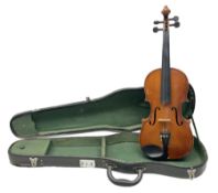 French three-quarter size violin c1920 with 34cm two-piece maple back and ribs and spruce top