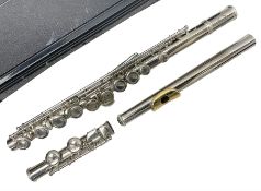 Earlham silver plated three-piece flute