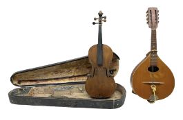 German violin c1900 for restoration and completion with 36cm two-piece maple back and ribs and spruc