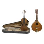 German violin c1900 for restoration and completion with 36cm two-piece maple back and ribs and spruc