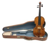 20th century French violin with 36cm one-piece maple back and ribs and spruce top L59cm overall; in