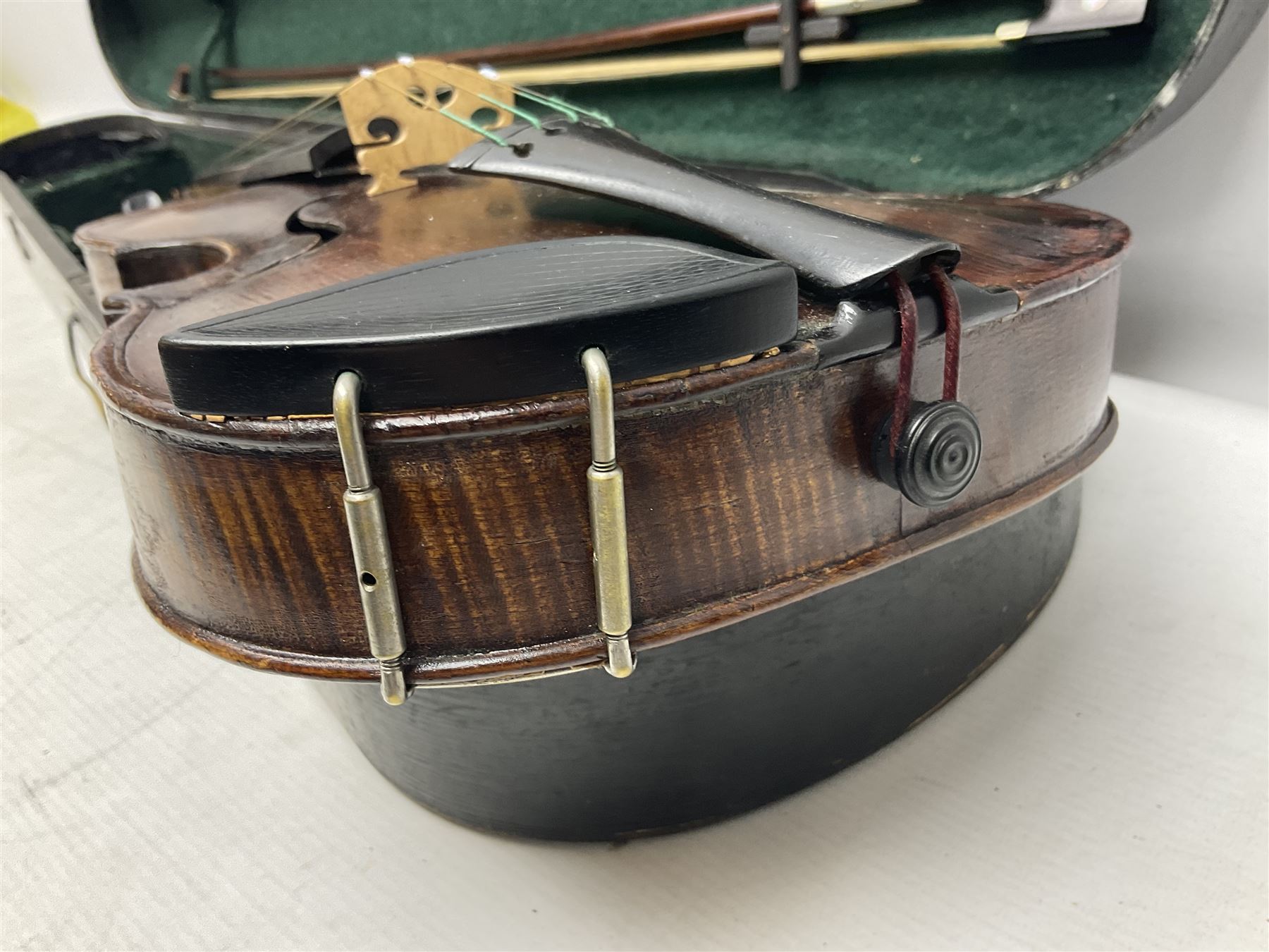 German Hopf violin c1900 with 35.5cm two-piece maple back impressed HOPF - Image 12 of 17