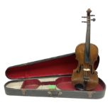 Late 19th century Saxony violin with 36cm one-piece maple back and ribs and spruce top; bears label