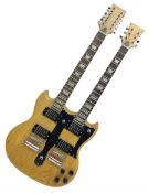 SG double neck electric guitar with twelve-string and six-string facilities and natural wood finish