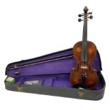 German trade violin c1900 the 36cm two-piece maple back impressed 'Stainer'