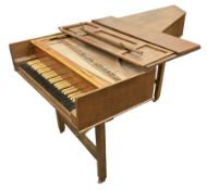 1970s Knowles oak cased harpsichord dated 1974 with 31-key ebonised keyboard