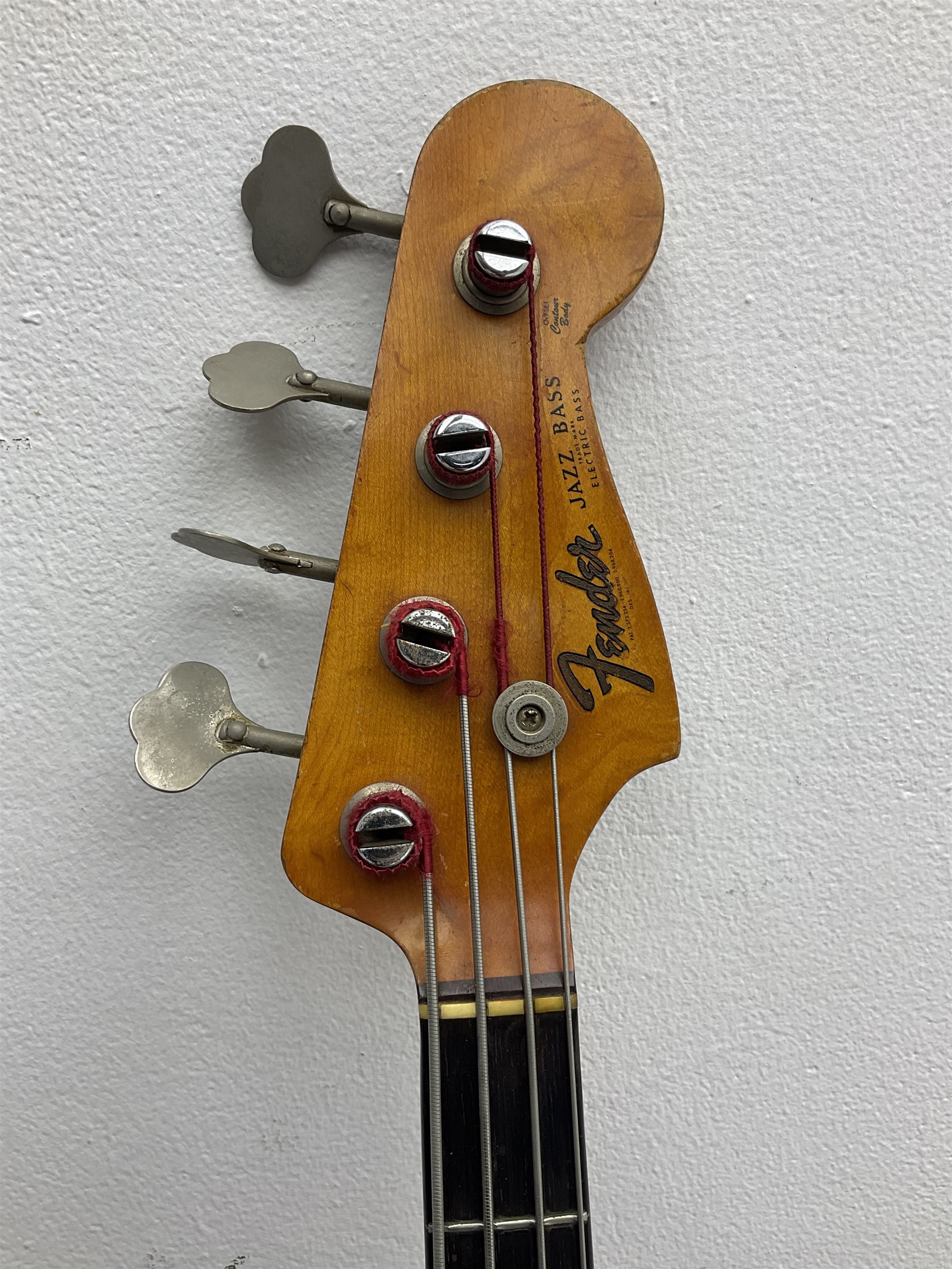 1963 Fender Jazz three-knob bass guitar; impressed with date code 7AUG63A on end of neck and serial - Image 9 of 22