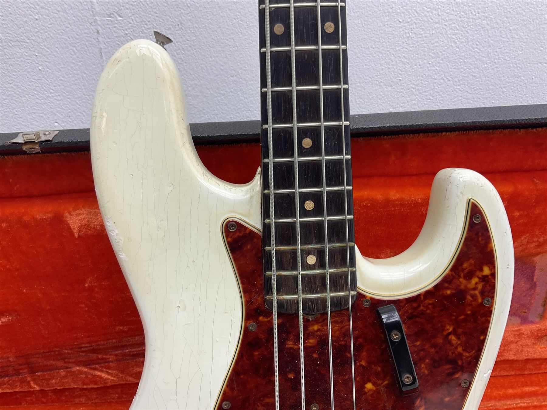 1963 Fender Jazz three-knob bass guitar; impressed with date code 7AUG63A on end of neck and serial - Image 8 of 22