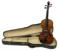 German copy of a Maggini violin c1900 with 35.5cm two-piece maple back and ribs and spruce top
