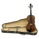 Mid-19th century Mittenwald violin c1850s with 35.5cm two-piece maple back and ribs and spruce top