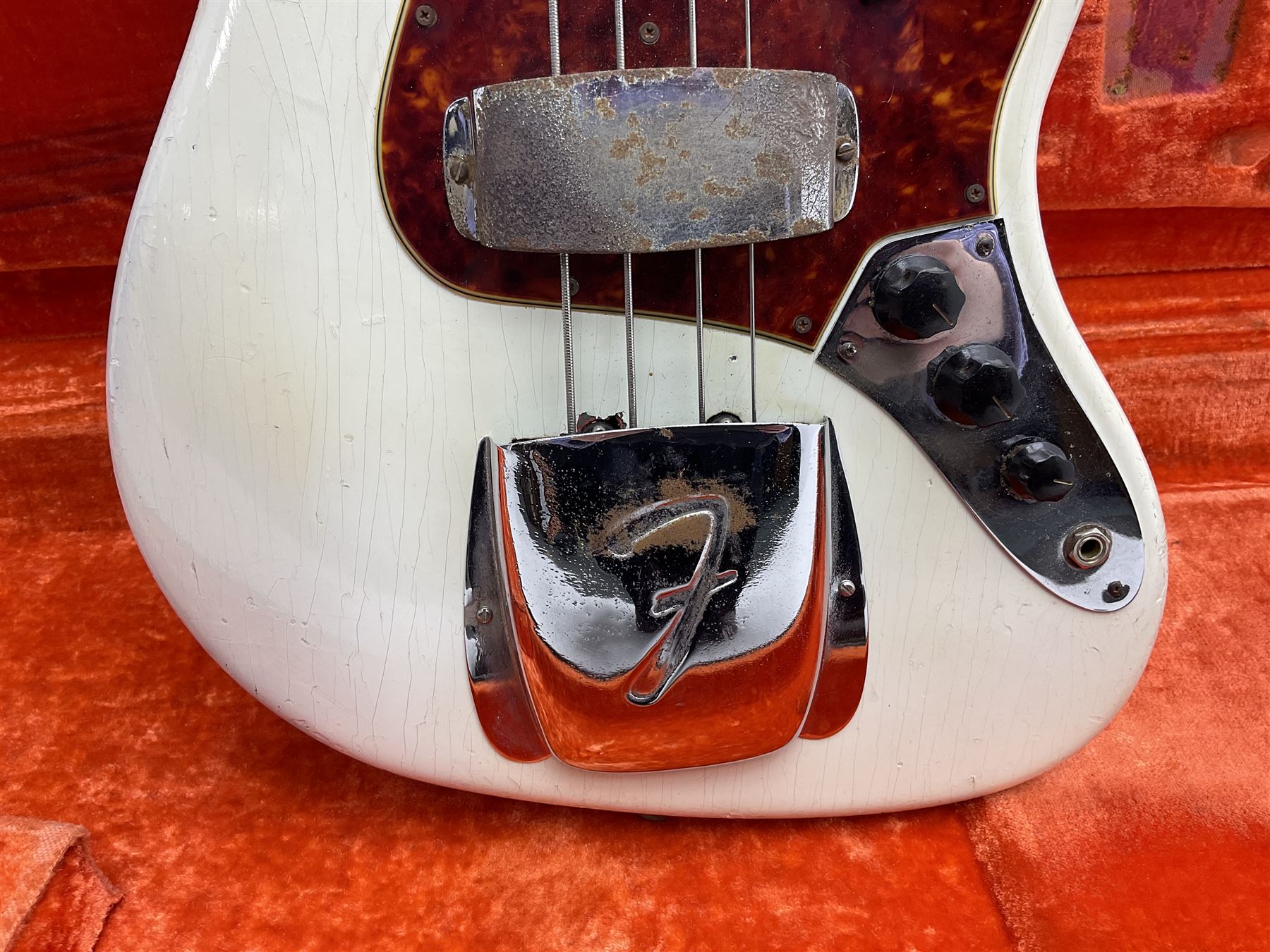 1963 Fender Jazz three-knob bass guitar; impressed with date code 7AUG63A on end of neck and serial - Image 6 of 22