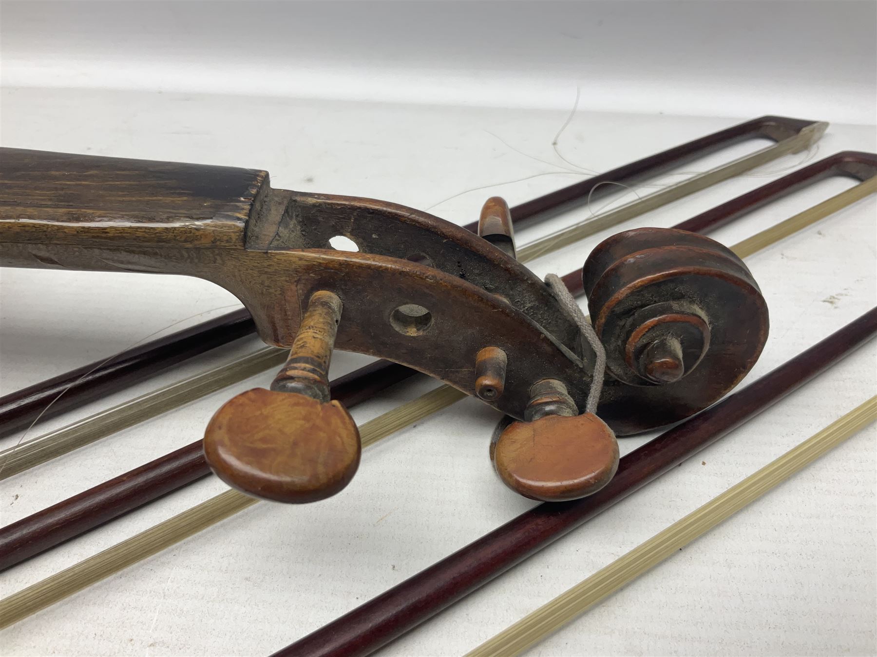 Incomplete amateur made violin c1880 for restoration and completion with 36.5cm one-piece maple back - Image 11 of 12