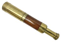 19th century brass and mahogany cased four-draw telescope by Cox Devonport with retractable weather