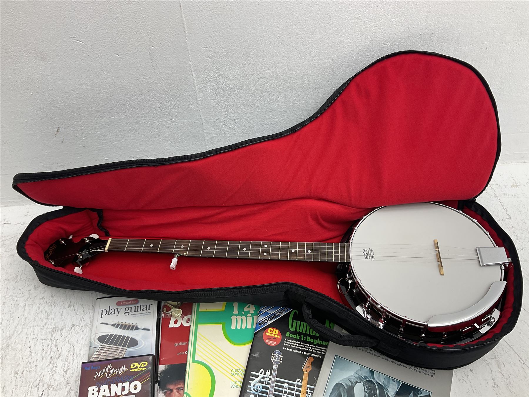 Rally five-string banjo with mahogany solid back L101cm in soft carrying case; and Brunswick Model B - Image 24 of 31