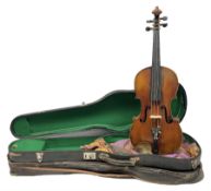 French violin c1890 with 36cm two-piece maple back and ribs and spruce top