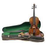 French violin c1890 with 36cm two-piece maple back and ribs and spruce top