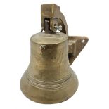 Ship's bell inscribed 'Metal Ex H.M.S. Rodney Dismantled Inverkeithing 1949' H18.5cm with hanging br