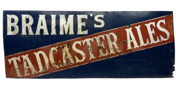 Braime's Tadcaster Ales enamel and painted advertising sign