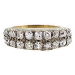 Victorian 15ct gold and silver two row diamond half hoop ring