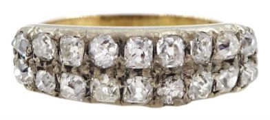 Victorian 15ct gold and silver two row diamond half hoop ring