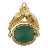 9ct gold bloodstone and green agate doves of peace pendant/charm