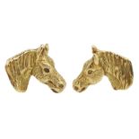 Pair of 9ct gold horse's head stud earrings