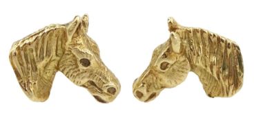 Pair of 9ct gold horse's head stud earrings