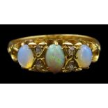 Early 20th century three stone opal ring