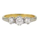 18ct gold and platinum three stone old cut diamond ring