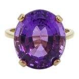 9ct gold single stone oval amethyst ring