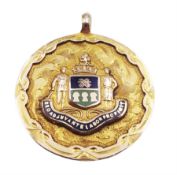 9ct gold enamel fob medallion