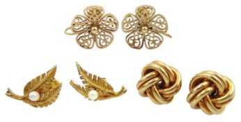 Pair of gold knot stud earrings