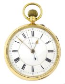 Edwardian 18ct gold open face lever chronograph old chronometer pocket watch by J W Reeley & Sons
