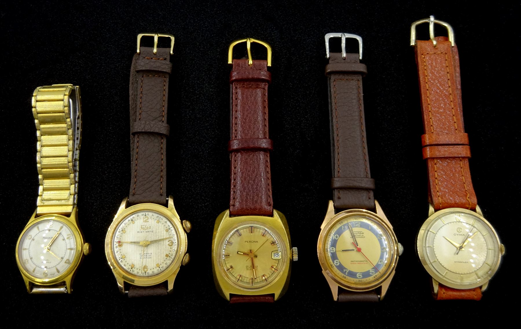Four gentleman's manual wind wristwatches including Felea Rist-Mate 21 jewel