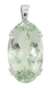 18ct white gold single stone oval briolette cut zoisite pendant