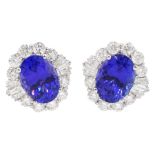 Pair of 18ct white gold oval tanzanite