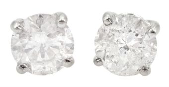 Pair of 18ct white gold round brilliant cut diamond stud earrings