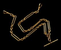 Victorian 9ct gold Albert chain with two clips