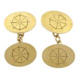 Pair of gold ships wheel design cufflinks