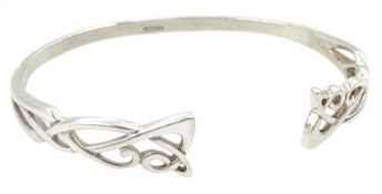 Silver Celtic knot design torque bangle