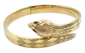 9ct gold hinged snake bangle