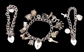 Three silver charm bracelets